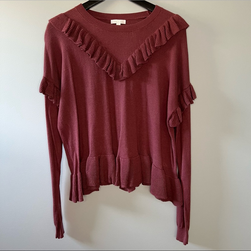 Abound Mauve Ruffled Sweater